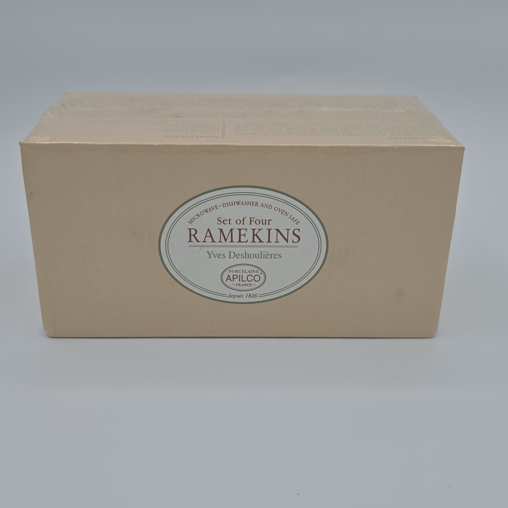 Williams Sonoma White Apilco Ramekins in a Boxed Set of 4 French White Porcelain